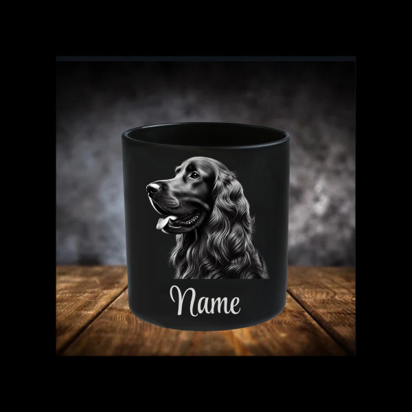 Irish Setter Leckerliglas | Kerzenglas Matt Schwarz | Gravur Hunderasse mit Name Personalisiert