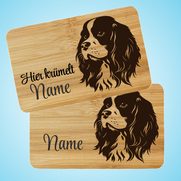 Brettchen Holz Gravur Cavalier King Charles Spaniel mit Name Personalisiert