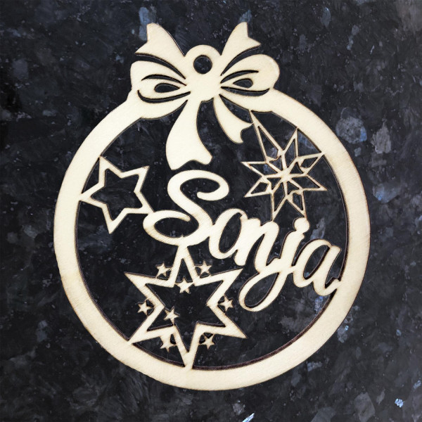 Holz Weihnachtskugeln Anhänger mit Wunschname Personalisiert