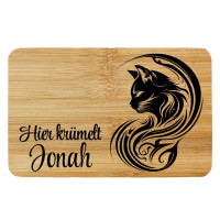 Vorschau: Frühstücksbrett Holz Lasergravur Katze Personalisiert Vorschau: Frühstücksbrett Holz Lasergravur Katze Personalisiert
