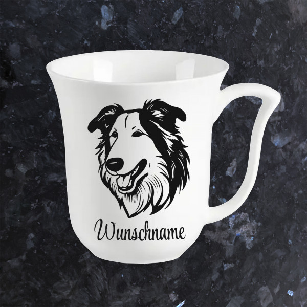 Collie Hund Kaffeebecher Weiß 320ml mit Name Personalisiert