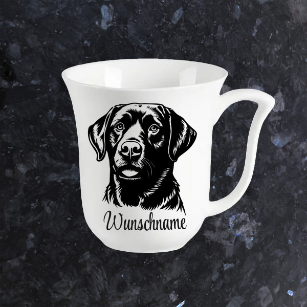 Labrador Hund Kaffeebecher Weiß 320ml mit Name Personalisiert