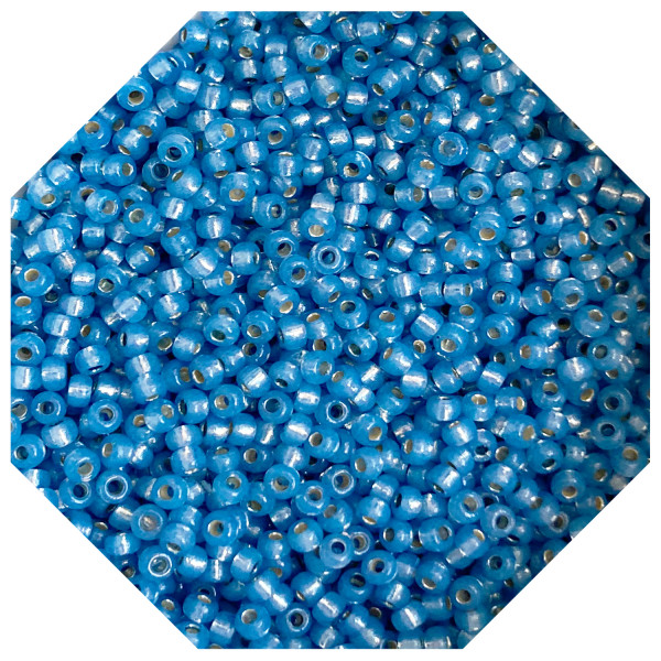 10 g Miyuki Rocailles Seed Beads 11/0 Duracoat Silverlined Dyed Aqua 11-4242