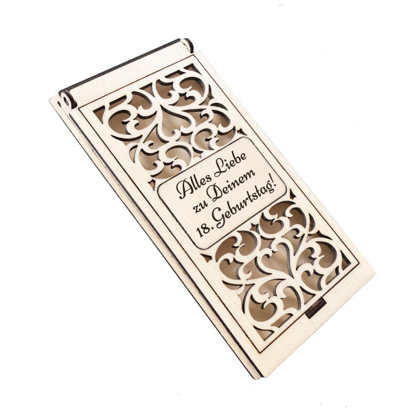 Geld / Gutschein Holz Geschenkbox mit Gravur Personalisiert