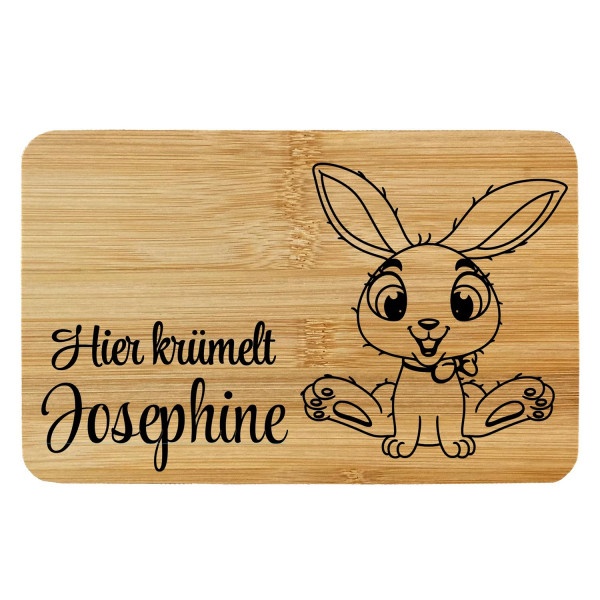 Brettchen Bambus Holz mit Lasergravur Hase 7 Personalisiert