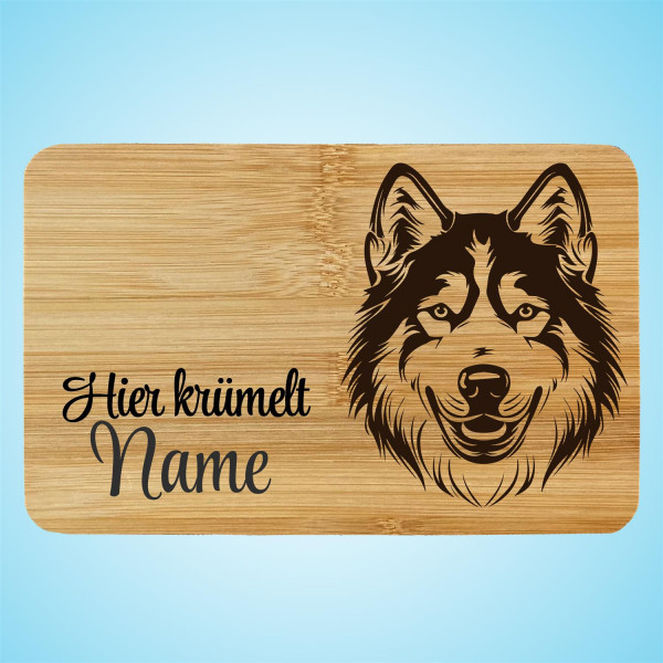 Brettchen Bambus Holz Gravur Alaskan Malamute Hund Personalisiert
