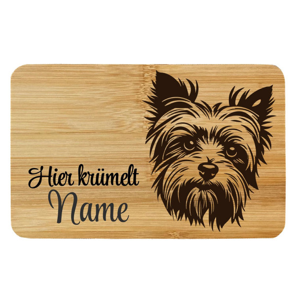 Brettchen Bambus Holz Gravur Yorkshire Terrier Hund Personalisiert