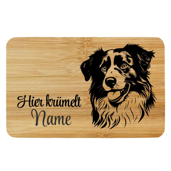 Brettchen Bambus Holz Gravur Australian Shepherd Personalisiert