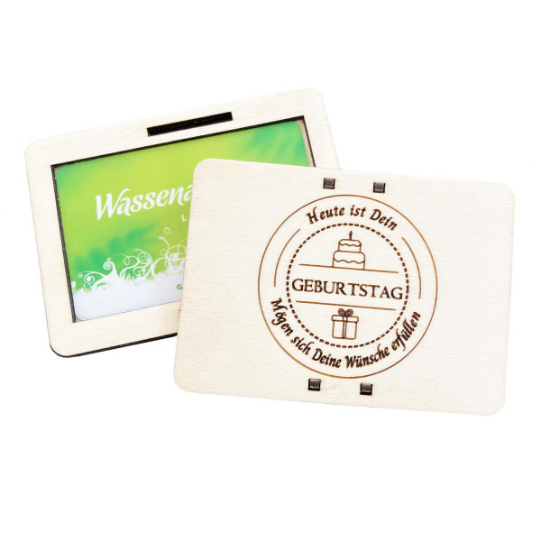 Holz Gutscheinbox Geschenkkartenhalter mit Gravur